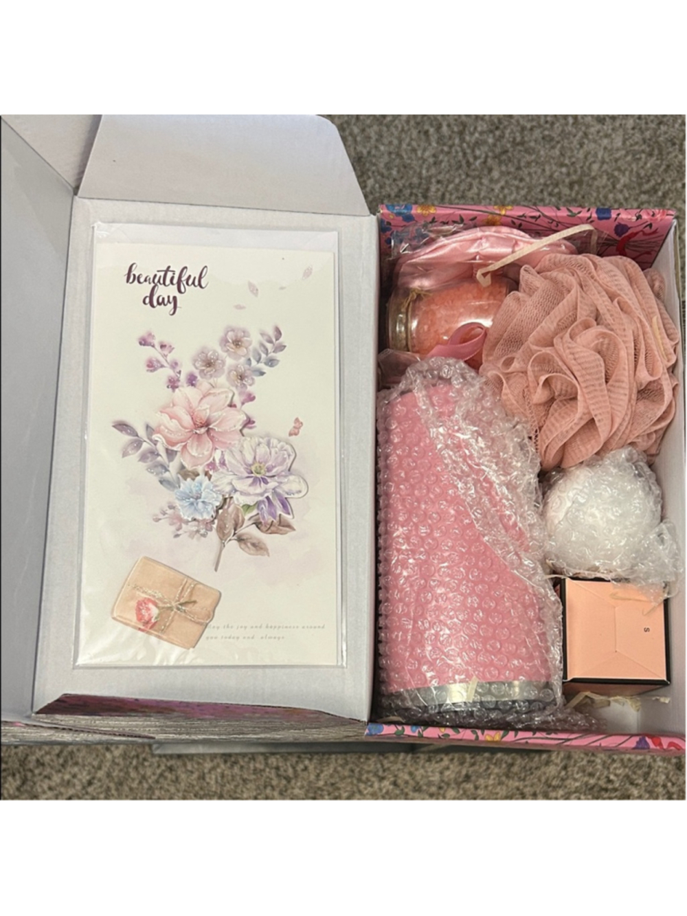 Pink Floral Bath Accessory Set - Picture 2 of 5